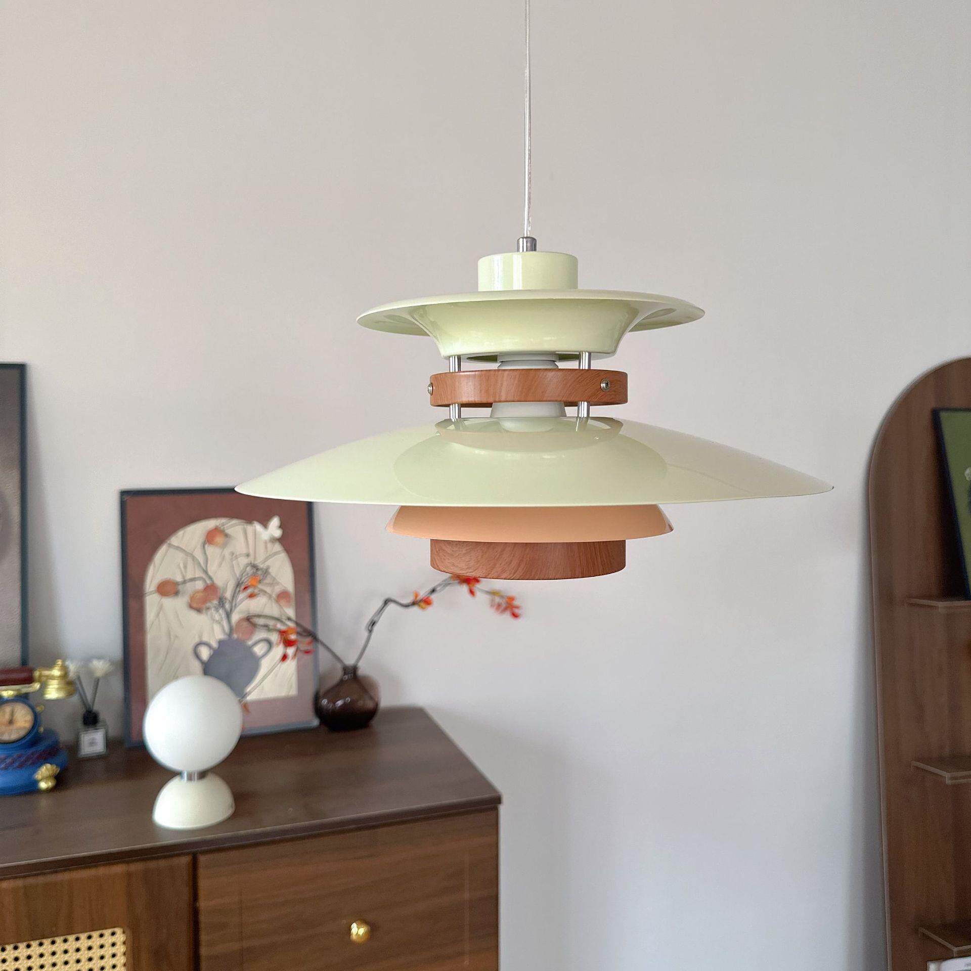 北欧中古风可升降摇臂移位PH5吊灯 创意现代法式奶油餐厅飞碟吊灯