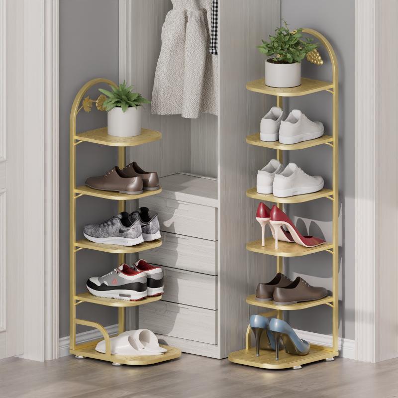 门口简易金属收纳置物架现代多功能鞋柜经济型家用宿舍多层窄鞋架
