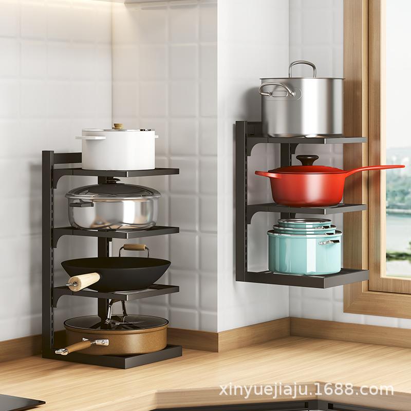 家用多层厨房台面壁挂两用锅架卡扣式电饭煲高压锅下水槽置物架