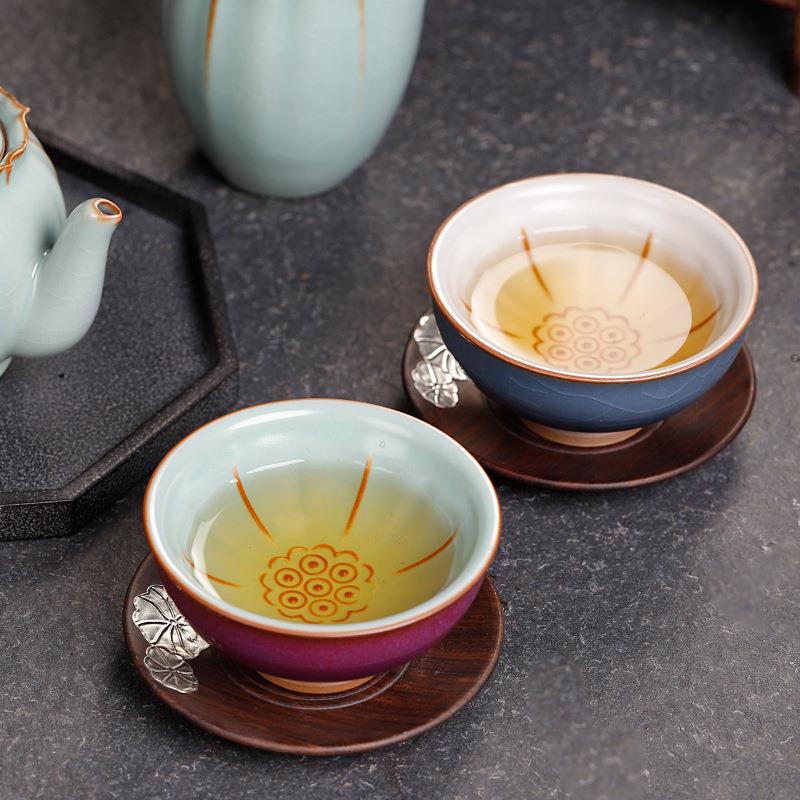 新款台湾柏韵汝窑主人杯单杯冰裂釉开片茶盏陶瓷茶具品茗杯钧窑杯