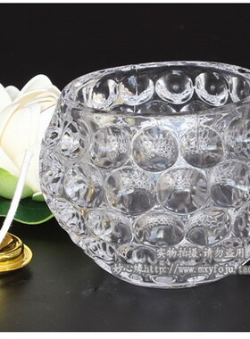 热销寺庙供堂 油灯座供灯神台灯 水晶球莲花油灯 食用油灯