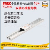 热销滚轮滑动滑块圆柱直线导轨 镀铬超硬光轴嵌入方形铝托双轴心