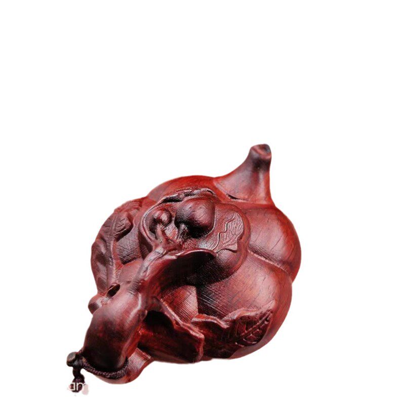 热销紫檀木手把件把把壶木雕摆件挂件寿桃款新款把把壶小壶无漆不