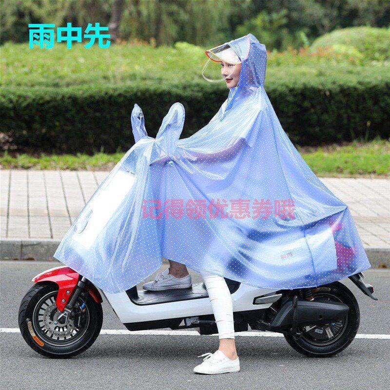 热销电动车雨衣摩托车雨披单人双人加大加厚男女亲子透明雨衣弘智