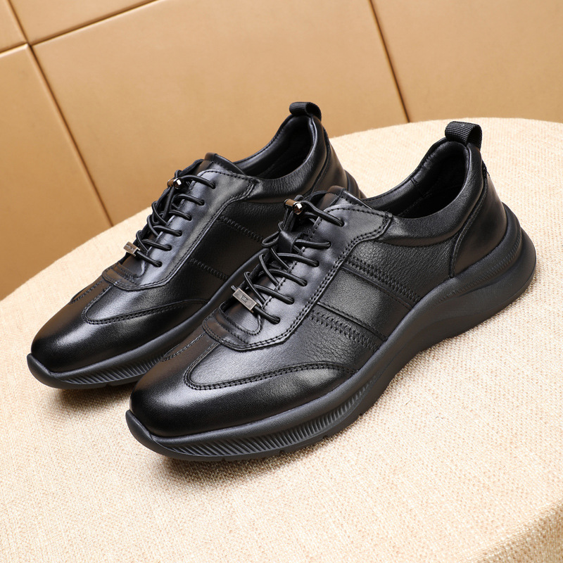 欧洲站春季头层牛皮男鞋软皮套脚休闲鞋运动时尚男百搭男士慢路潮