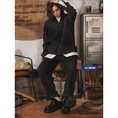 欧洲站法式V领轻奢纯色长袖衬衫男款高级感雅痞风西装内搭宽松无