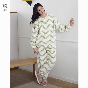 家居服 女士睡衣珊瑚绒加厚保暖宽松套头女款 日本品质 双面鹅绒