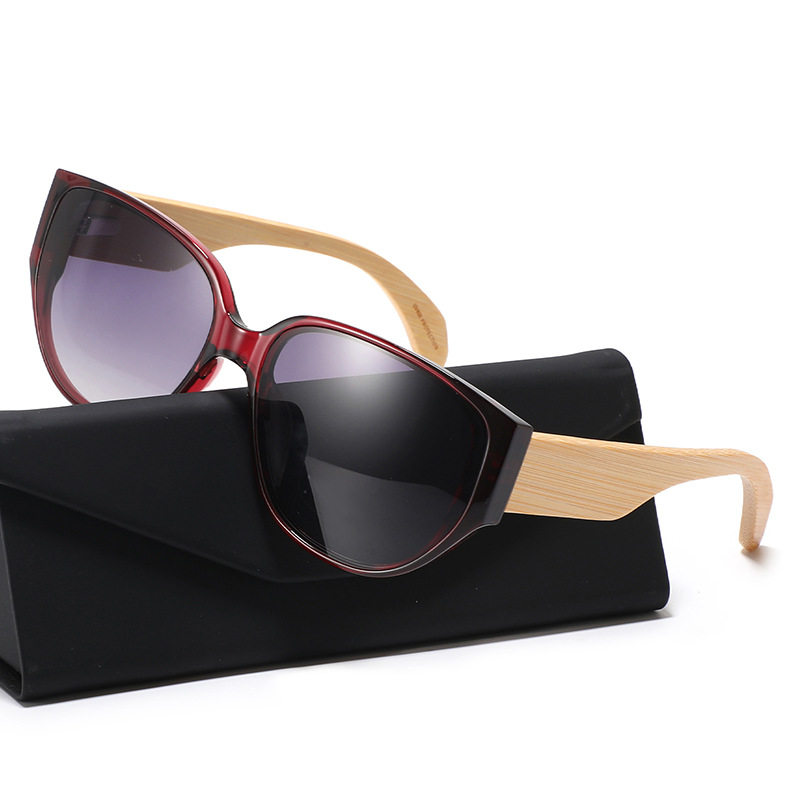 日本品质猫眼墨镜女复古大框竹脚加宽粗腿简约防紫外线欧美太阳镜