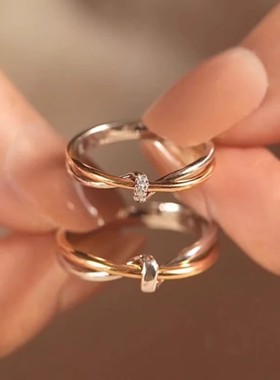 日本品质情侣对戒纯银戒指一对情侣款小众设计刻字结婚圣诞节礼物