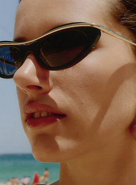 欧洲站欧美小框法式猫眼墨镜女高级感个性小众金属眉毛架太阳镜防