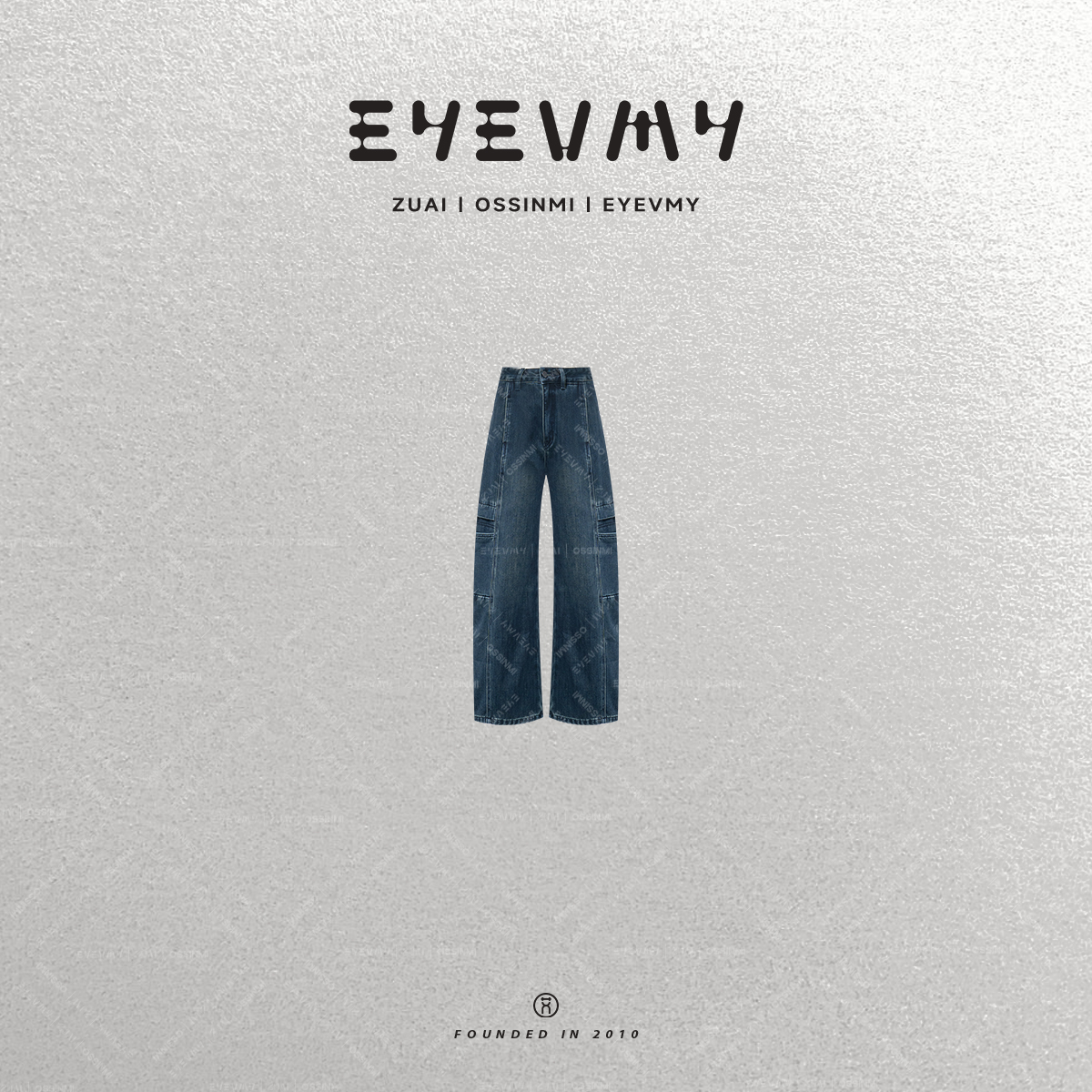 【普鲁士蓝工装裤】美式复古高腰弯刀牛仔长裤WT54TSY018