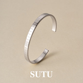 sutu素图手镯s925纯银齿轮轻奢小众精致设计高级实心开口银镯手饰