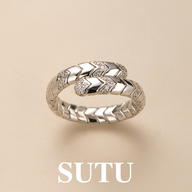 素图女925银冷淡风开口戒指高级