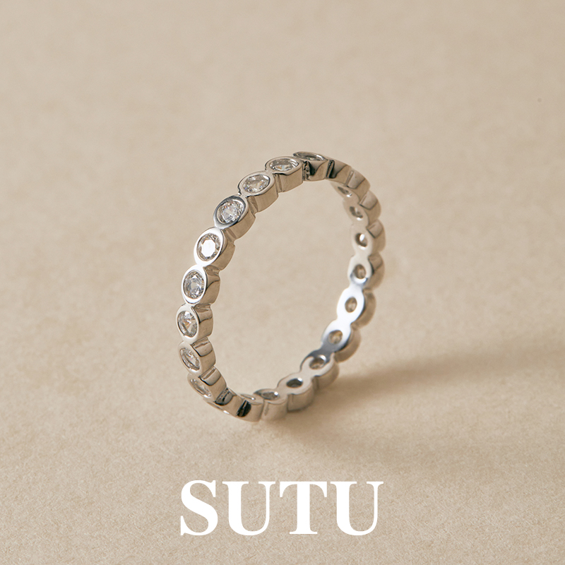 素图泡泡戒指925银独特小众指环