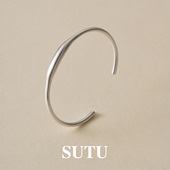 素图哑光纯银手镯小众设计女轻奢精致银镯光面实心开口简约饰品