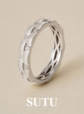 素图女拉丝925银轻奢气质戒指女