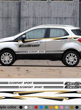 适用于福特Ecosport翼博条纹汽车贴纸 装饰车身腰线 专用彩条拉花