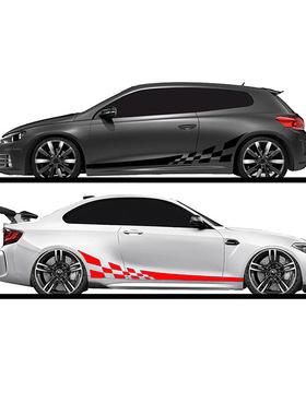 跨境TEMU亚马逊专供2件套 86.61x9.84英寸方格旗帜车侧贴纸