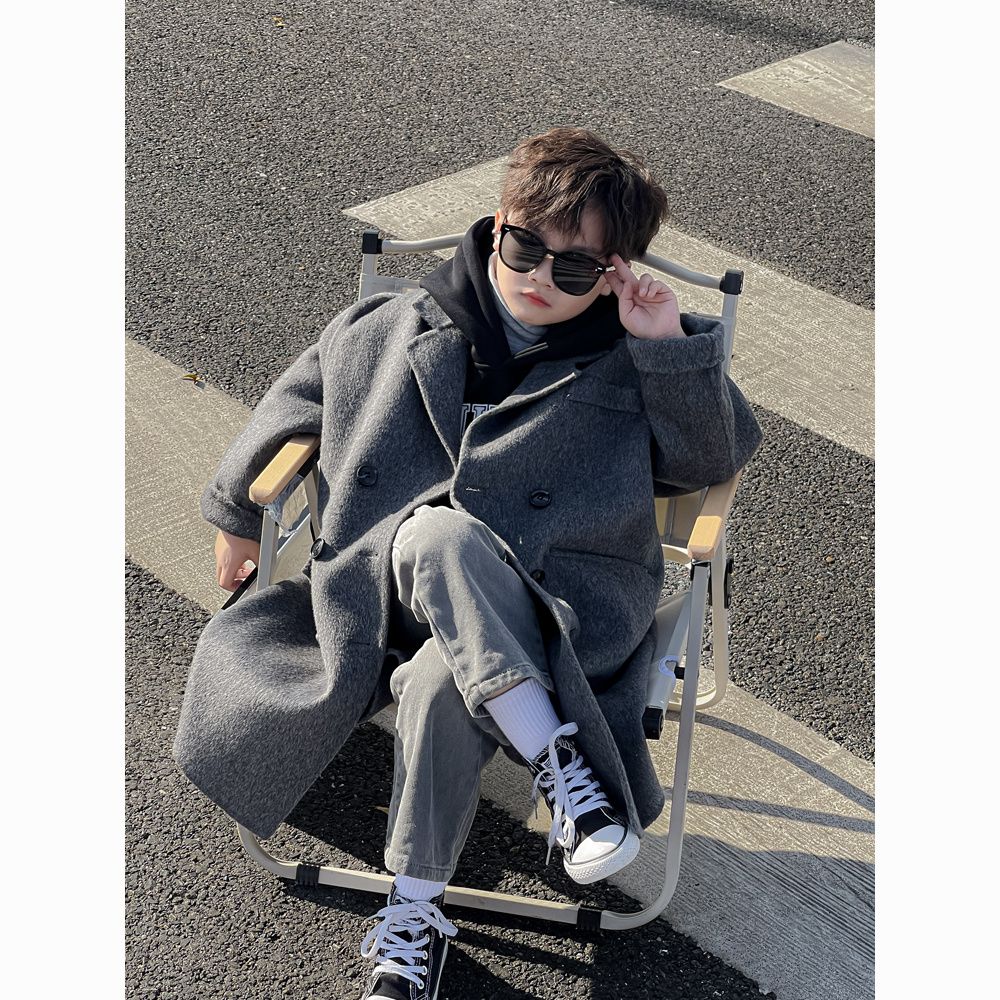 儿童双面呢羊绒大衣2025新款冬季中大男女童羊毛呢子外套春秋冬装