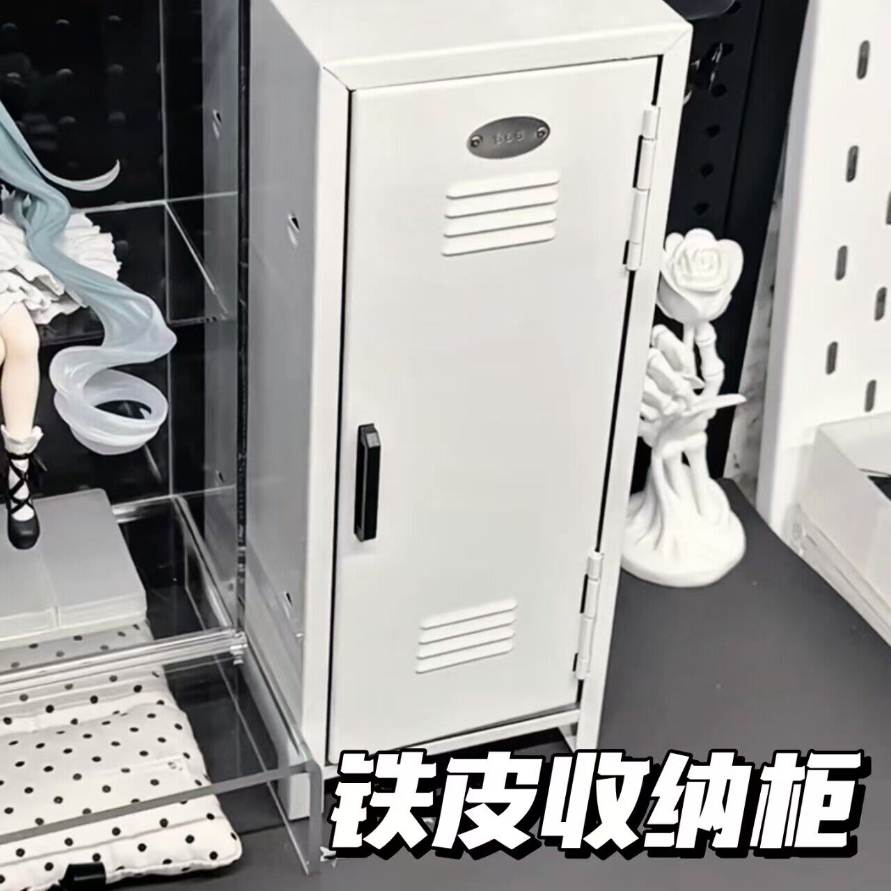 高颜值小型铁皮加厚分层收纳柜家用简约收纳柜带锁整理柜精致收纳