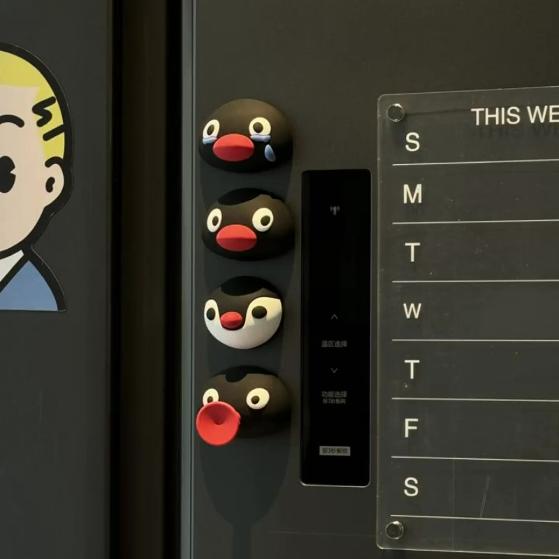 【新家的100个快递】pingu冰箱贴磁贴卡通企鹅家族个性创意3D装饰