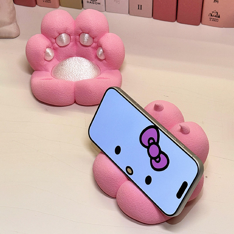 可爱猫爪手机支架桌面3D打印桌面摆件防震防抖多功能懒人追剧神器