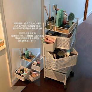 小推车置物架客厅厨房零食收纳筐化妆品蔬菜杂物落地多层移动架子
