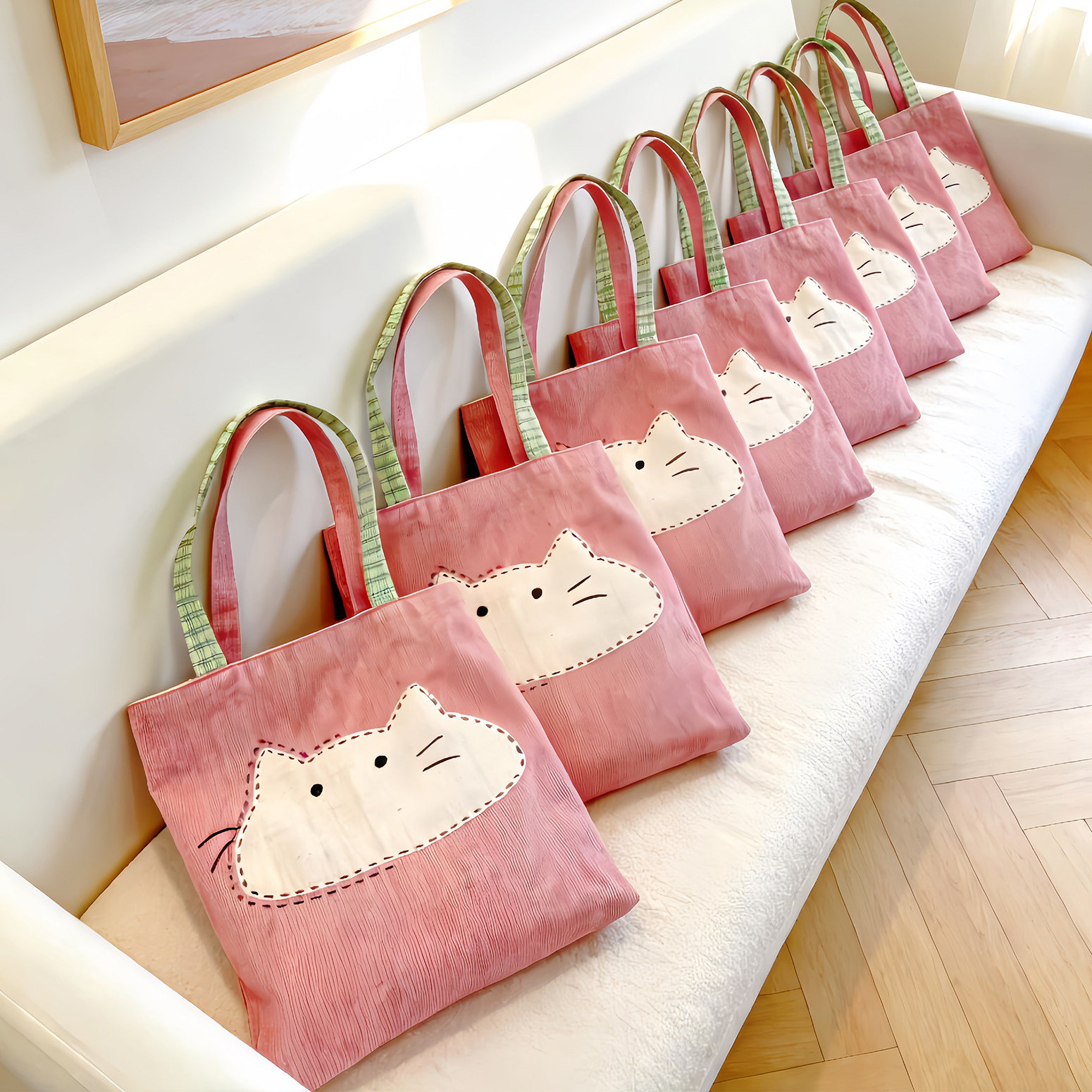 猫咪托特包大容量女帆布包袋轻量化通勤上班杂物小拎包大学生上课