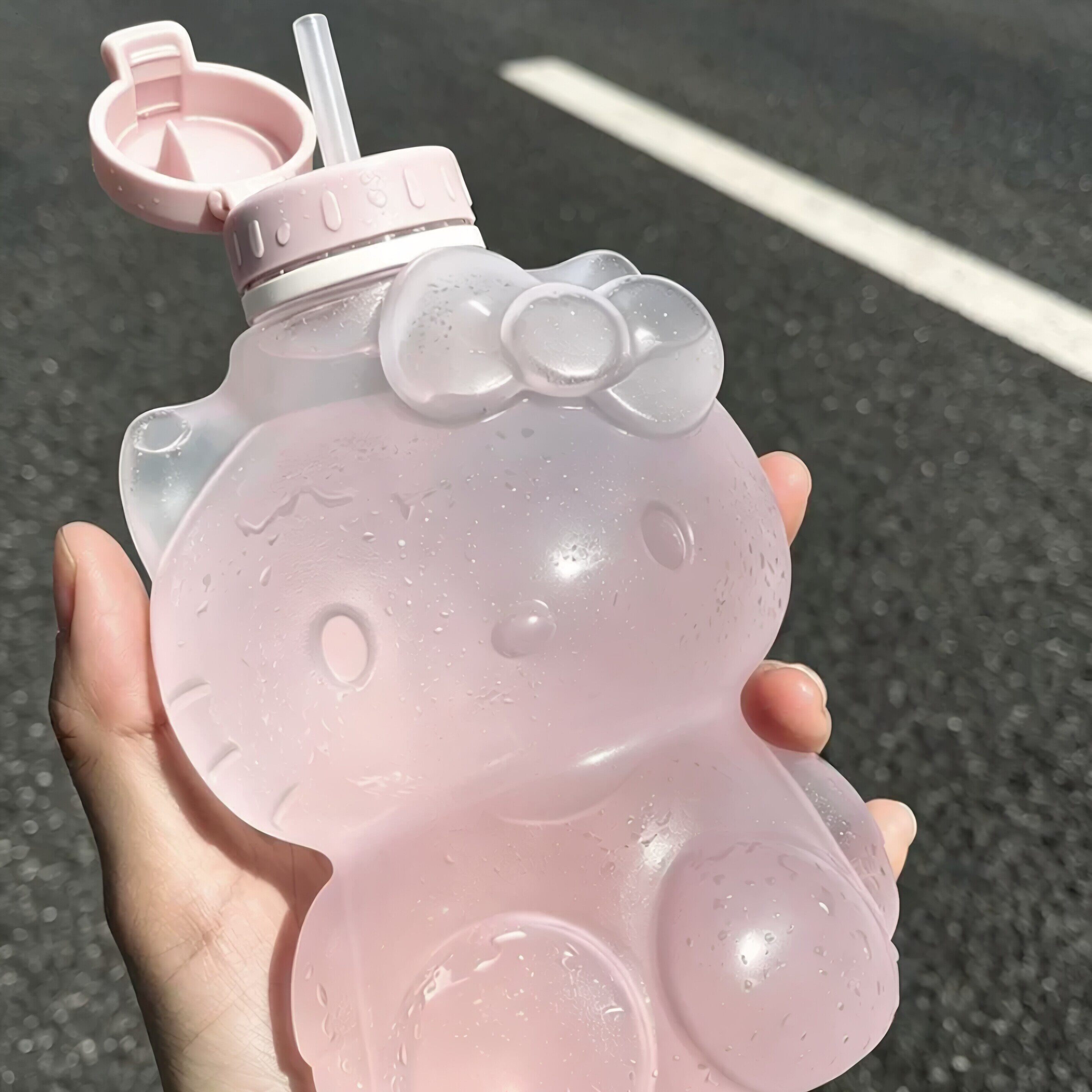 粉色饮料矿泉水三合一吸管转换头大口径健身水瓶喝水瓶盖防漏外出