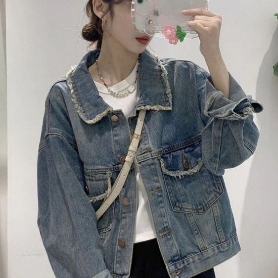 牛仔外套女秋冬2025新款韩版宽松短款设计感小众百搭夹克长袖上衣