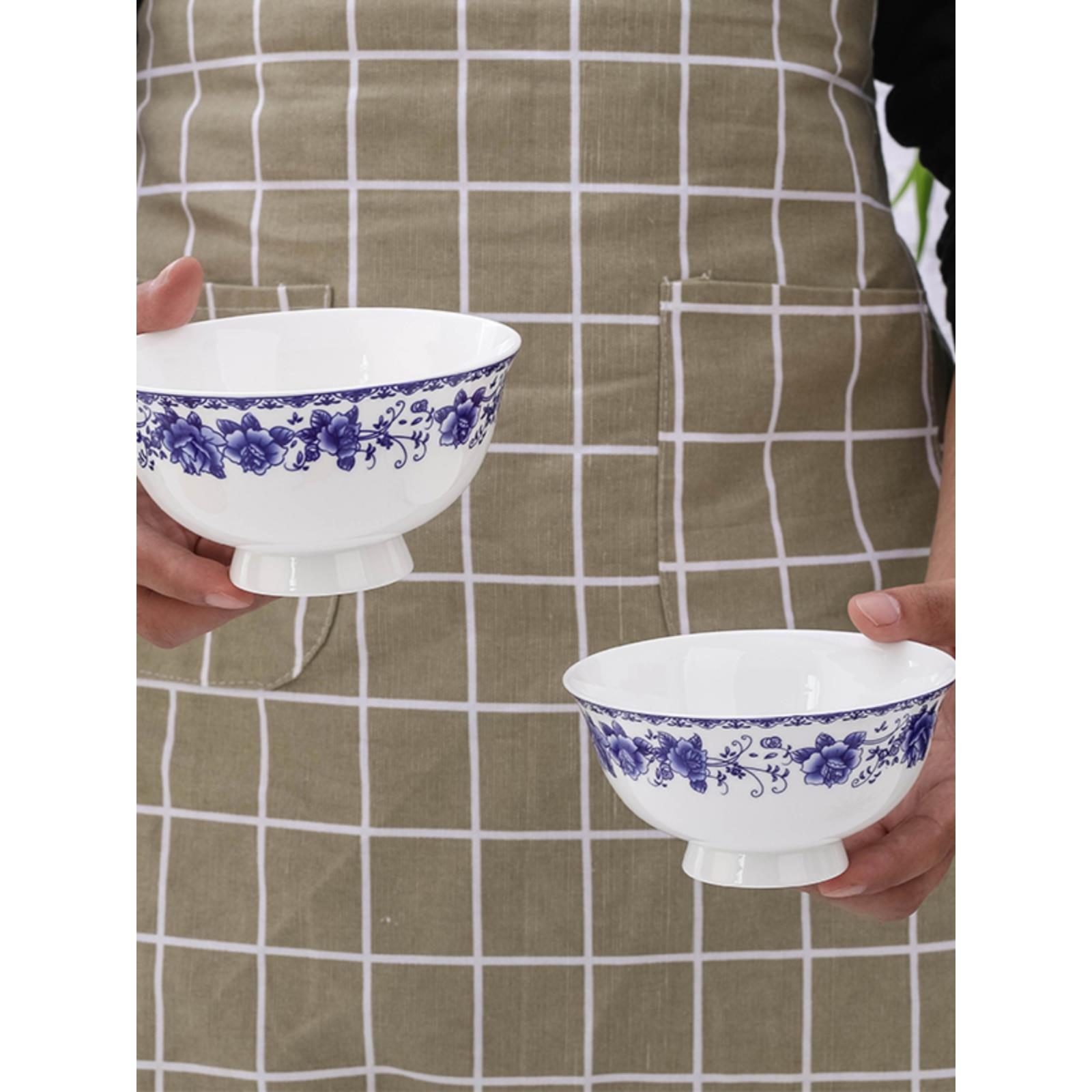 碗家用景德镇青花釉中彩真骨瓷宫廷御用 5英寸圆形米饭碗中式碗具