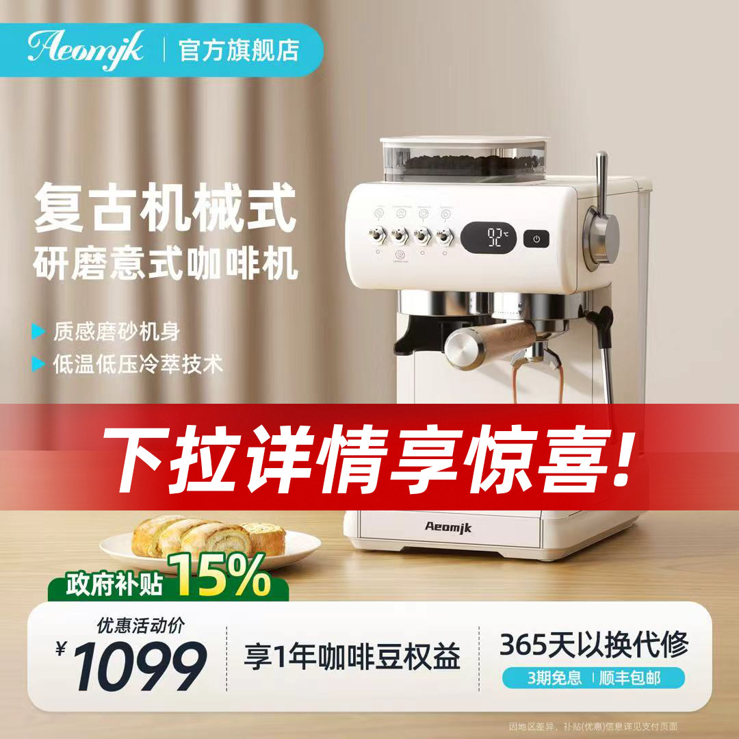 【新品】艾摩客Aeomjk/CM5580冷热双萃机械式复古家用小型咖啡机