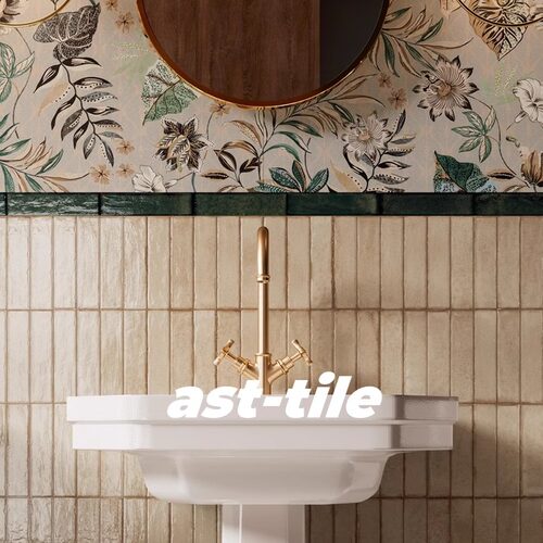 Asttile奶油风米杏色渐变厨房浴室卫生间背景墙吧台长条墙砖地砖