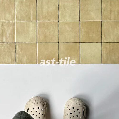 Asttile复古中古风包豪斯柠檬黄色凹凸面哑光渐变瓷砖墙砖地砖125