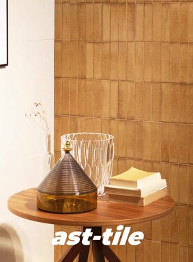 Asttile复古风姜黄色厨房浴室卫生间背景墙吧台条砖瓷砖墙砖50200
