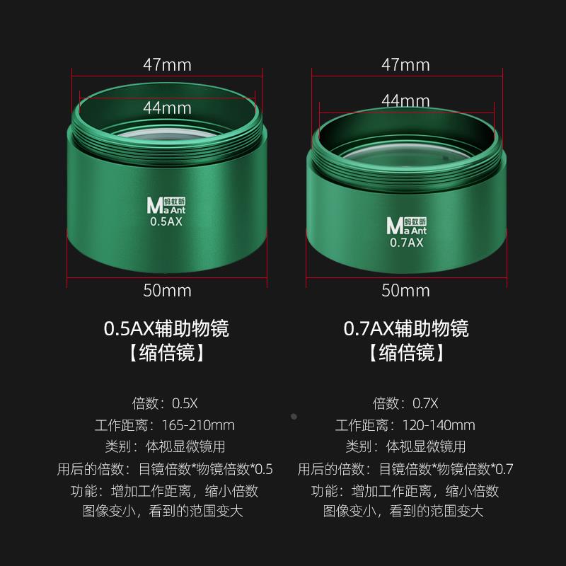 显微镜专用辅助物镜 0.5X/0.7X增倍镜 增距缩小 防尘高清镜蚂蚁昕