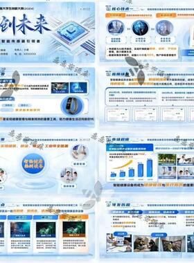 高端科技感PPT模板蓝色科技风模板创新创业大赛可用PPT
