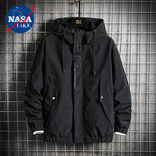 外套连帽上衣登山服秋冬防风冲锋衣潮 工装 NASA联名春秋季 夹克男士