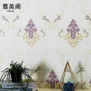 轻奢刺绣墙布无缝全屋高档壁布客厅卧室别墅婚房大花绣花背景 欧式