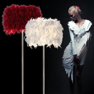 卧室主播白色粉色紫色客厅卧房脚踏调光遥控羽毛落地灯地区包邮