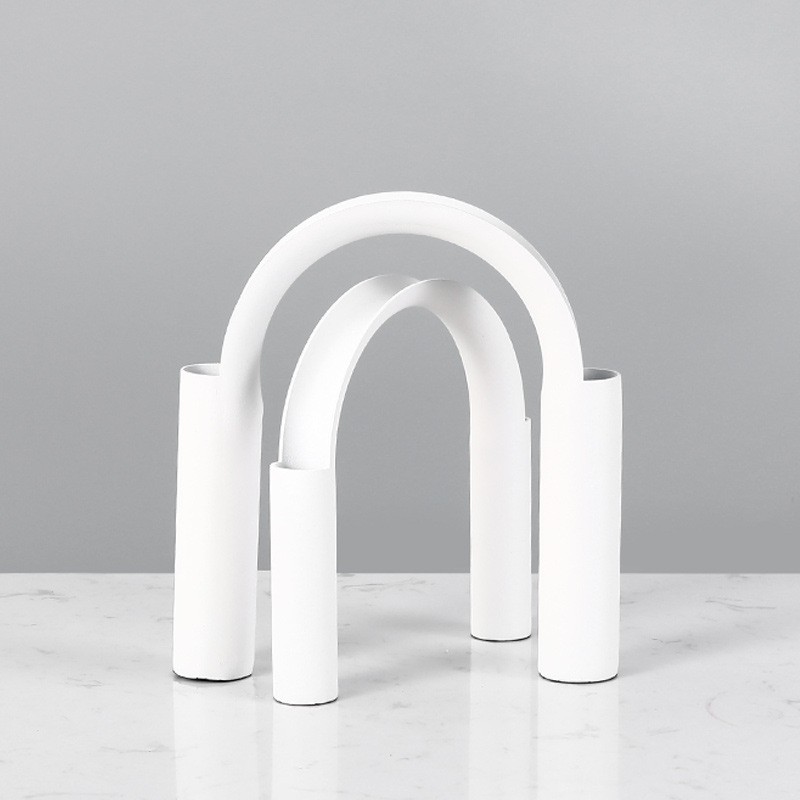 现代简约创意烤漆铁艺花器餐桌客厅书房家居软装饰品电视柜摆件