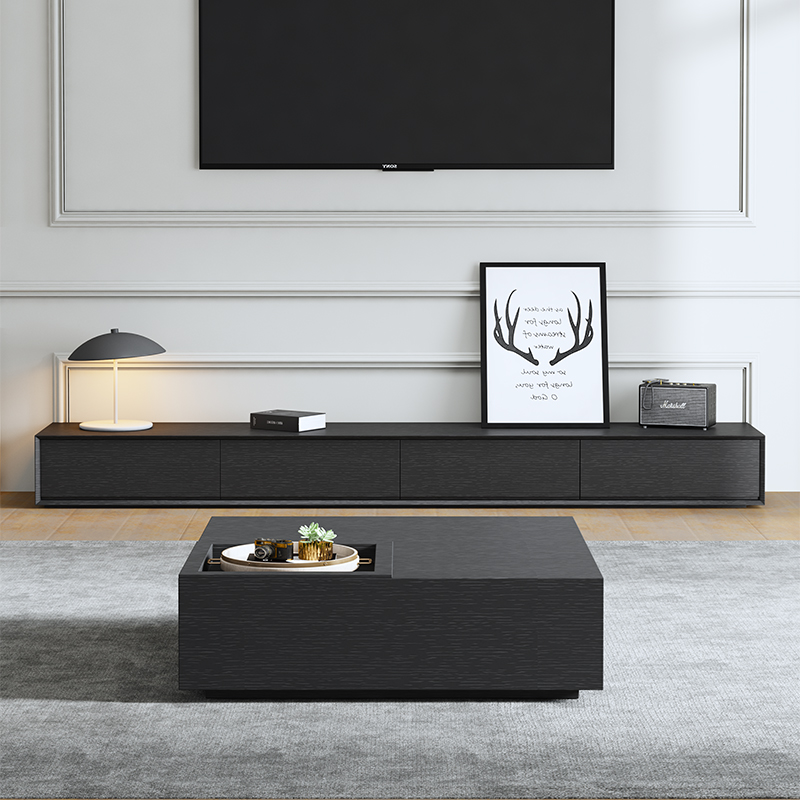 ?轻奢落地电视柜茶几组合小户型客厅家用成品实木收纳柜2025新款