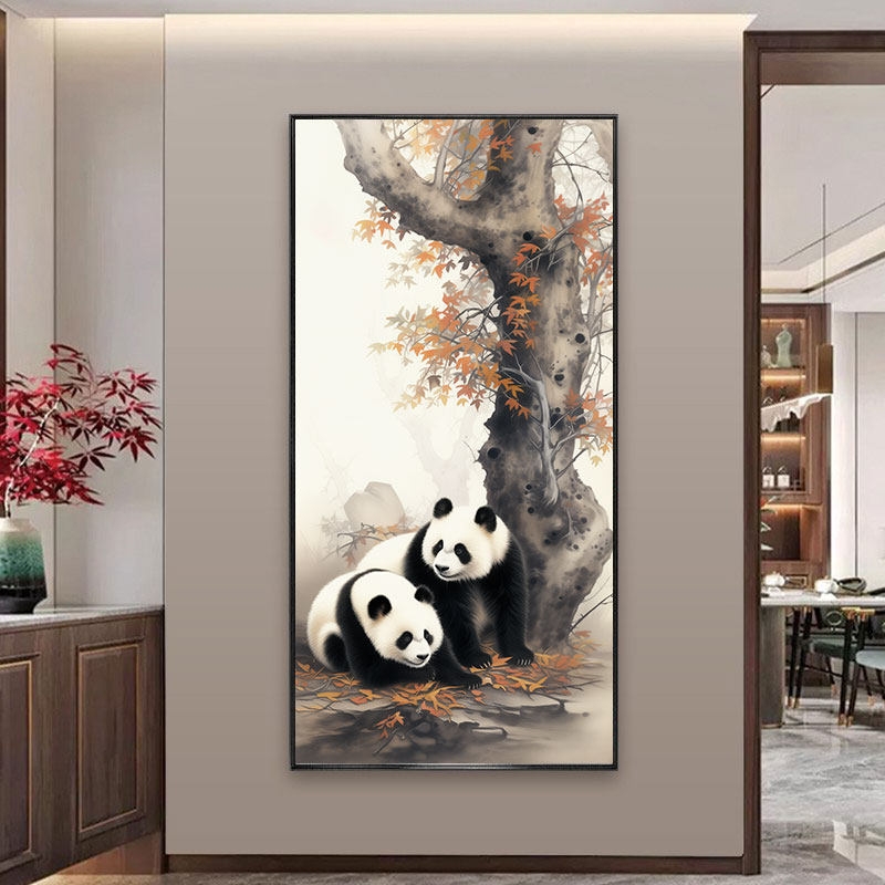 国画大熊猫挂画中国风外事礼品出国送老外字画