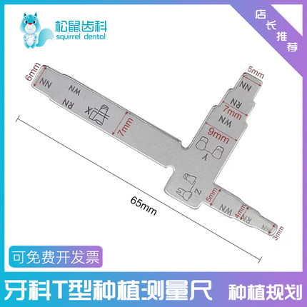 牙科T型种植规划测量尺牙间隙距离测量检查尺口腔规划尺齿科材料
