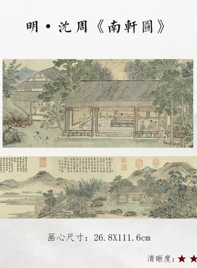 明沈周南轩图仿古山水人物画国画