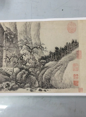 王翚观梅图复古山水国画字画真迹