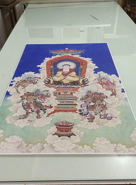 夏荆山释迦牟尼佛四大天王书画