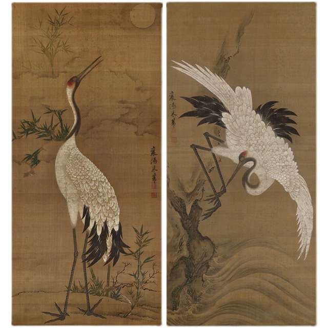 北宋米芾白鹤图书画真迹高清微喷仿古复制装裱挂轴国画玄关装饰画图片