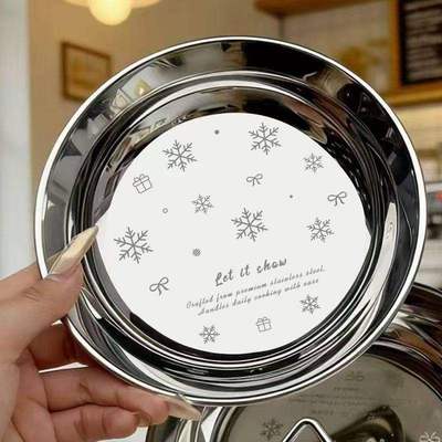 加厚爆款雪花圆形圆盘加厚不锈钢家用盘子菜盘餐盘食品级水果托盘