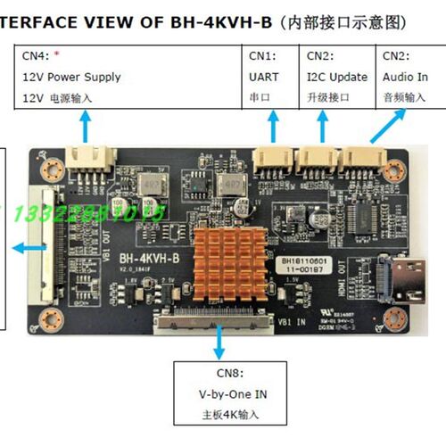 BH-4KVH-B 4K转接板 VBO转HDMI 4K信号一分二 点两个屏 HDMI输出